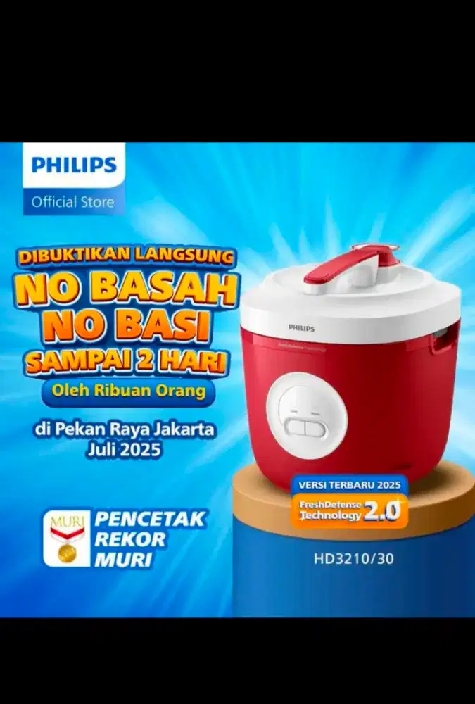Baru & segel rice cooker Philips HD3210/30 merah putih
