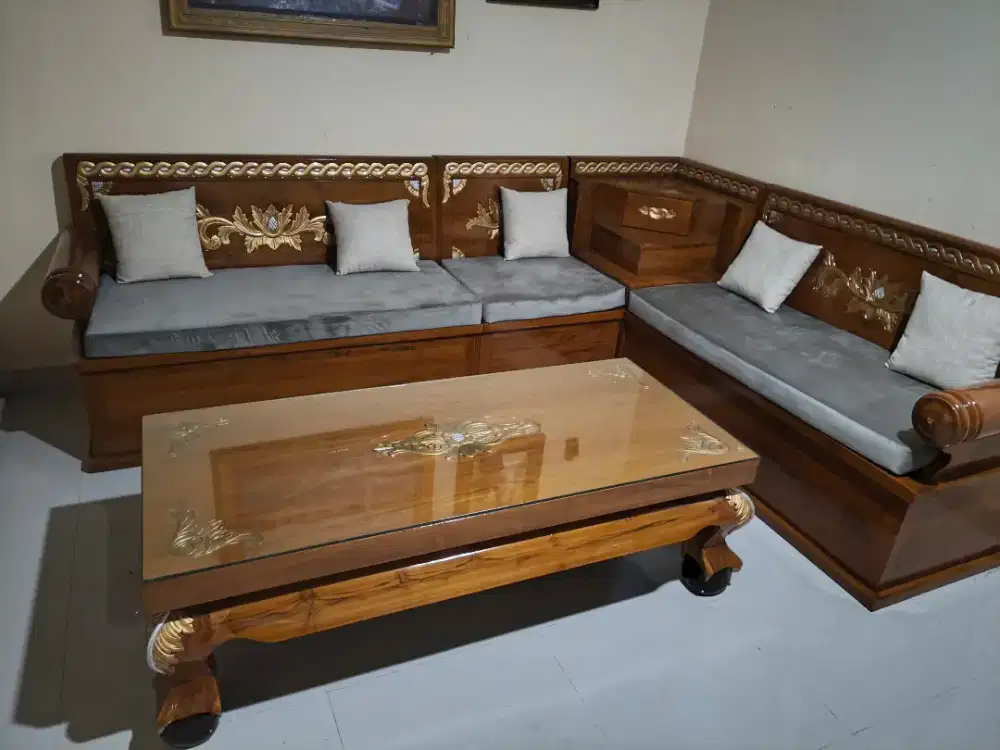 Kursi meja tamu gelung jati