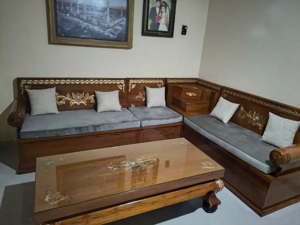 Meja kursi tamu gelung jati