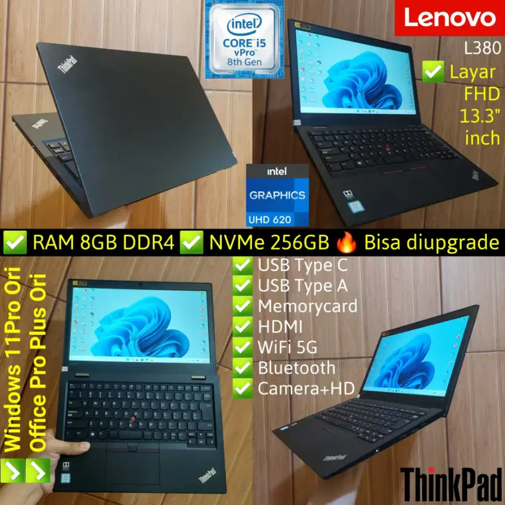 Thinkpad intel core i5 8250u RAM 8GB NVMe 256GB Laptop L380
