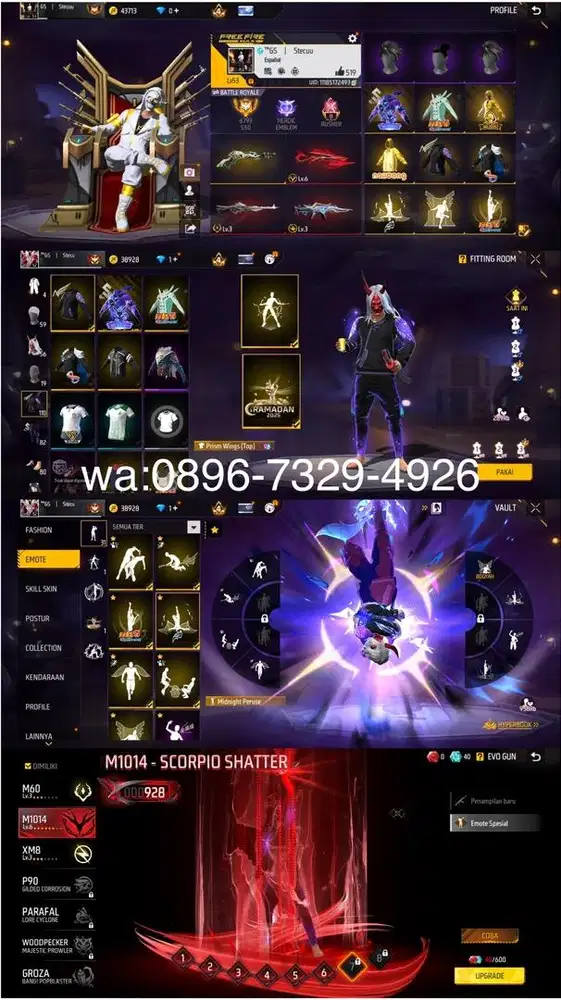 STOK AKUN FF SPEK GANTENG TW MAX1 POLOSAN SG LUMUT LOG GOGGLE