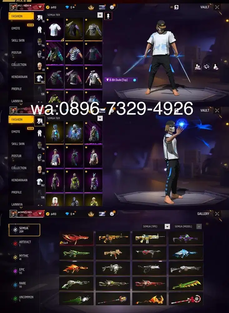 STOK AKUN FF SPEK GANTENG SG LUMUT LOG GOGGLE