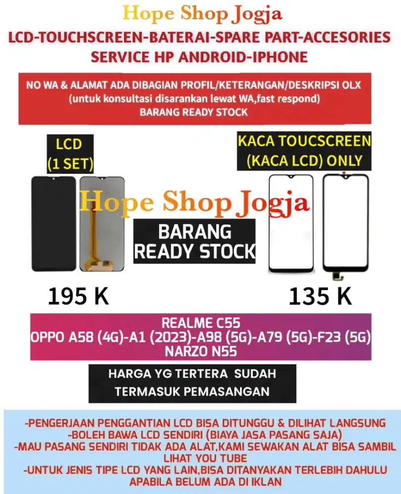 Touchscreen-Baterai-Lcd Oppo A98 (5G)-A79 (5G)-F23 (5G)-NARZO N55