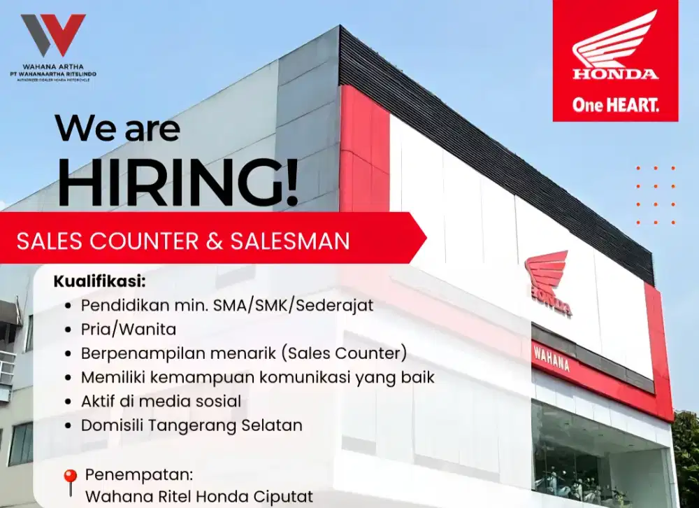 We are HIRING!
SALES COUNTER & SALESMAN