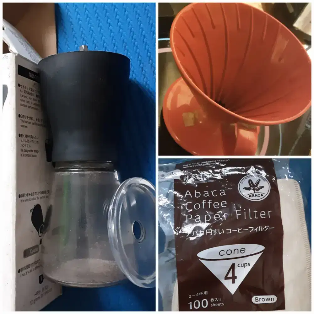 Ceramic HARIO Manual Kopi Grinder+Dripper+Sendok +Paper Filter +Kettle