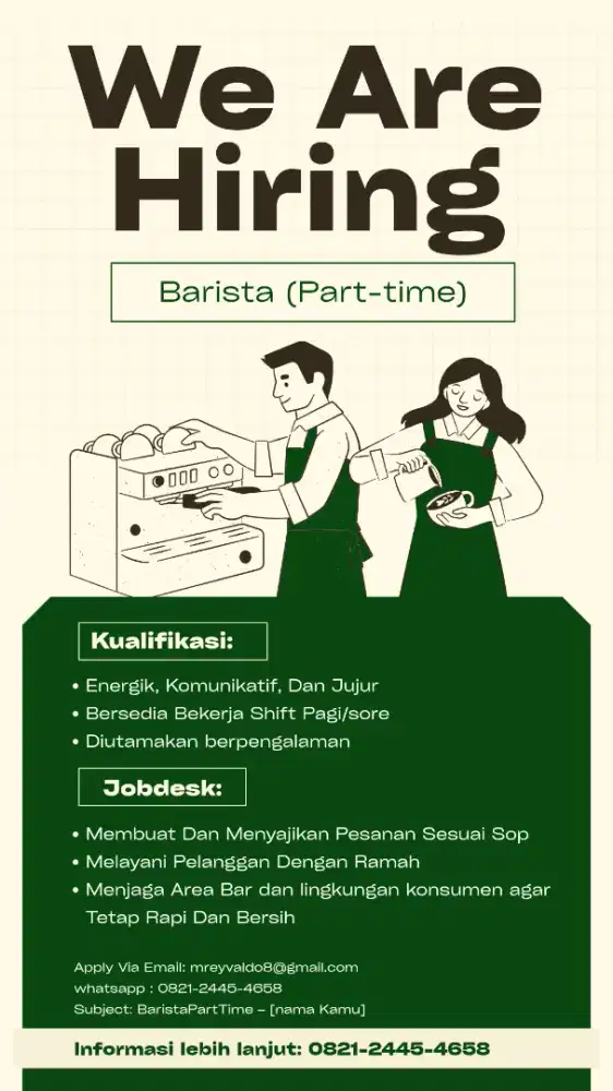 OPEN RECRUITMENT: OPERATIONAL STAFF & BARISTA]