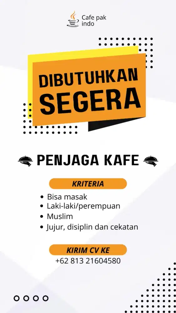 Dibutuhkan Penjaga kafe