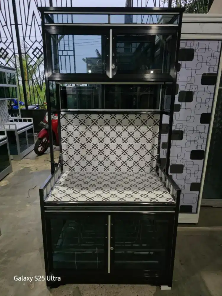 lemari piring keramik 2 pintu warna coklat