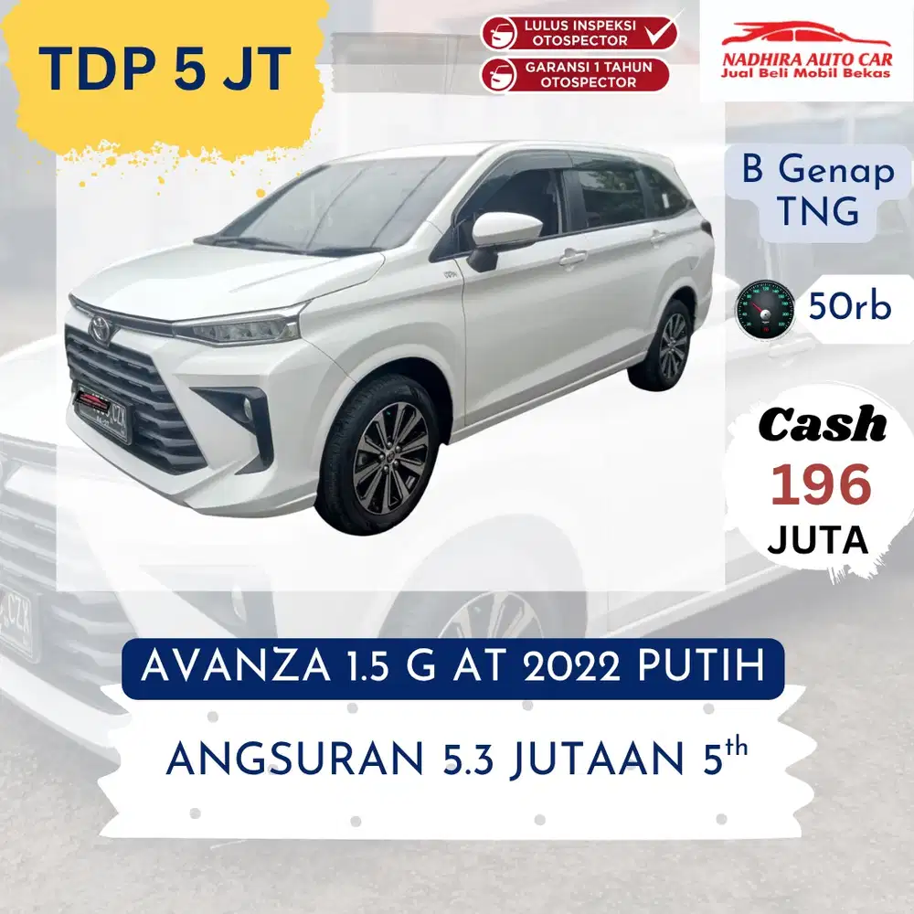 DP 5 Juta Avanza 1.5 G AT 2022 Putih