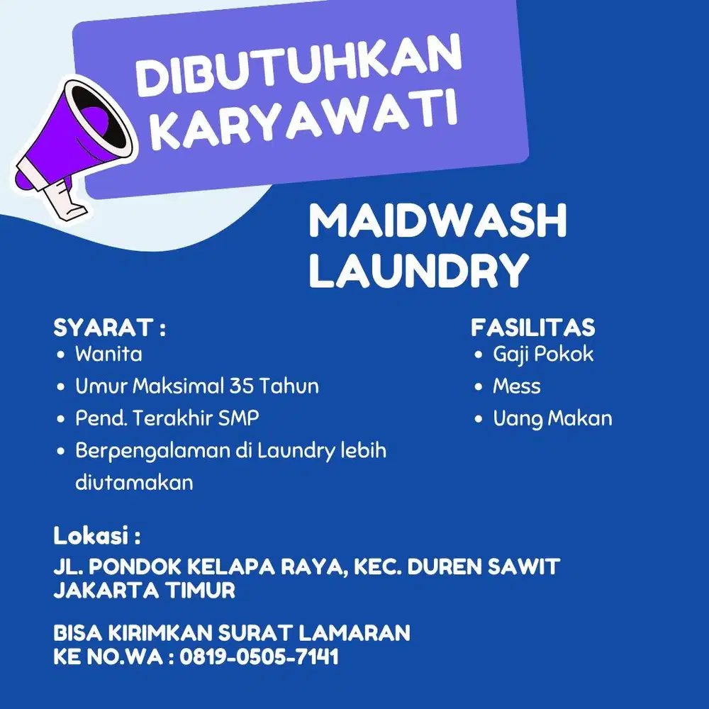 Lowongan karyawan laundry