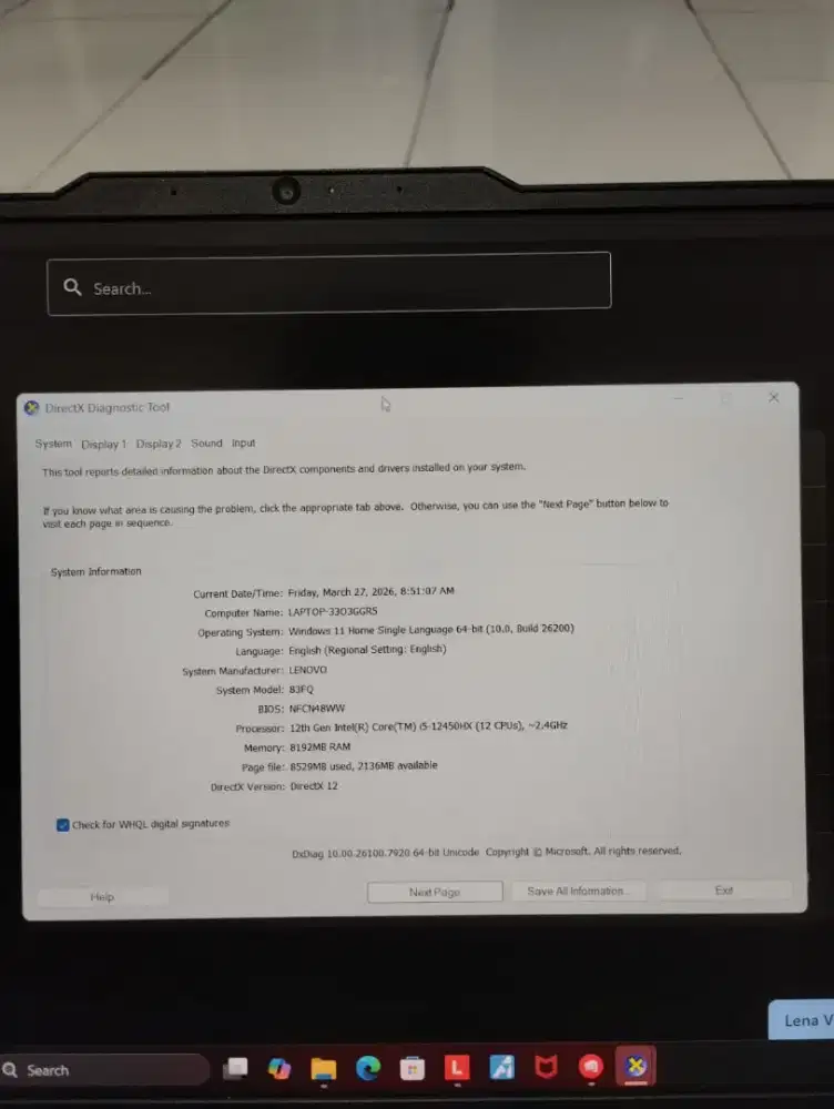 LOQ 15IAX19 VGA ARC530M setara RTX 3050