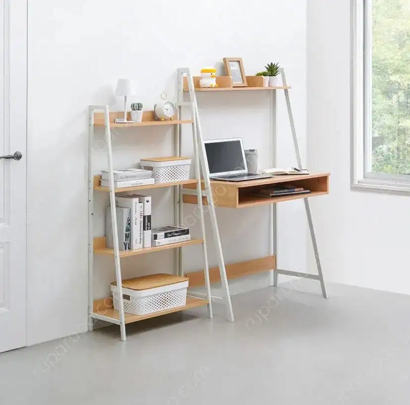 Informa Brook Meja Kantor Dengan Rak - Putih/Cokelat Oak