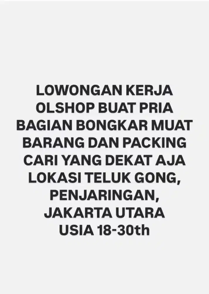 LOWONGAN KERJA UNTUK PRIA