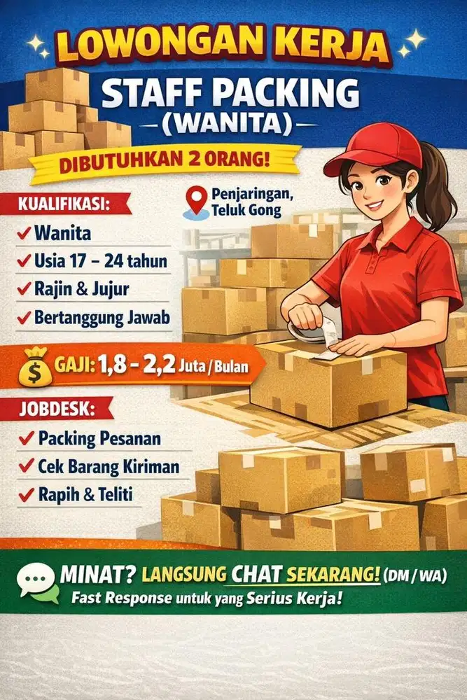 LOWONGAN KERJA PACKING PAKET Chat DM