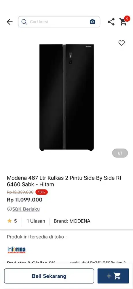 ready kulkas modena sbs