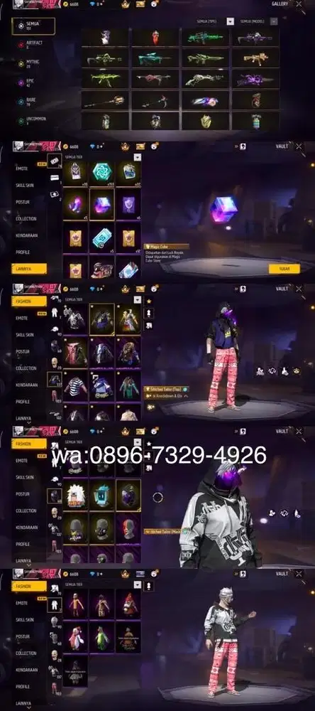 STOK AKUN FF SPEK MAYAN SG LUMUT LOG GOGGLE