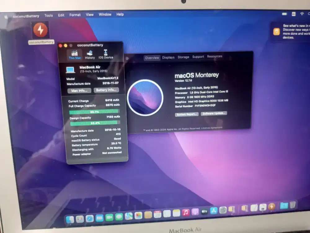 MACBOOK AIR 13 i5 8/128 2015 MONTEREY