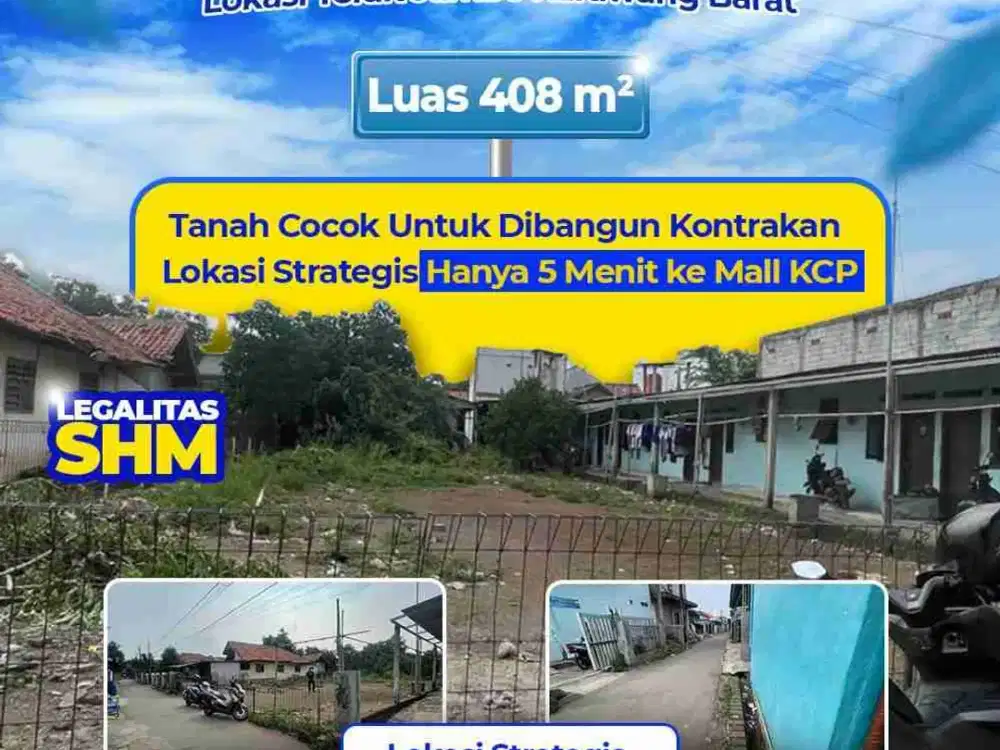 DiJual Tanah Luas 408 m di Telukjambe Timur Karawan