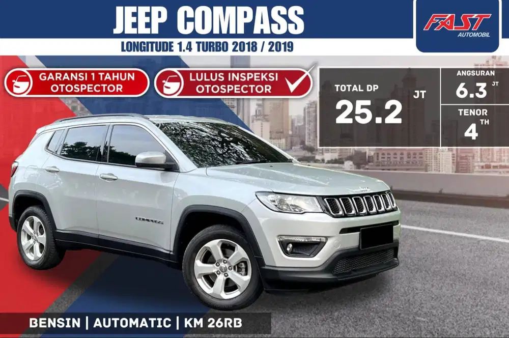 JEEP COMPASS LONGITUDE 2019 / 2018 TURBO LOW KM.26RB & PAJAK PANJANG