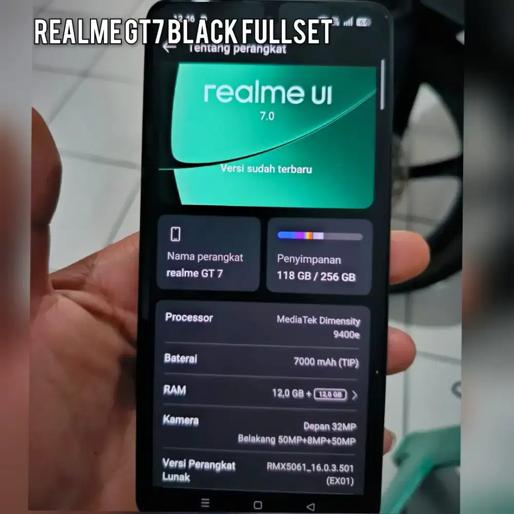 REALME GT7 BLACK FULLSET LIKE NEW 12/256