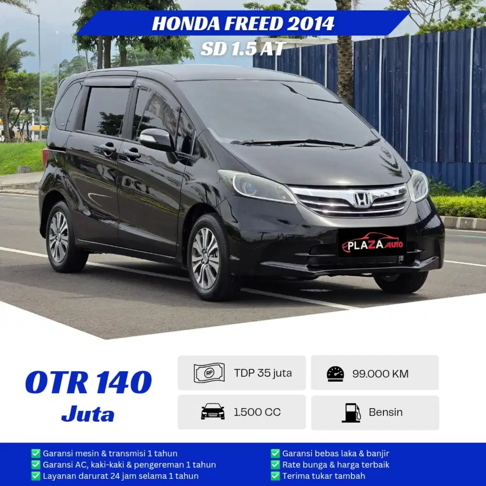 Honda Freed 2014
SD 1.5 Automatic
Mobil irit siap pakai