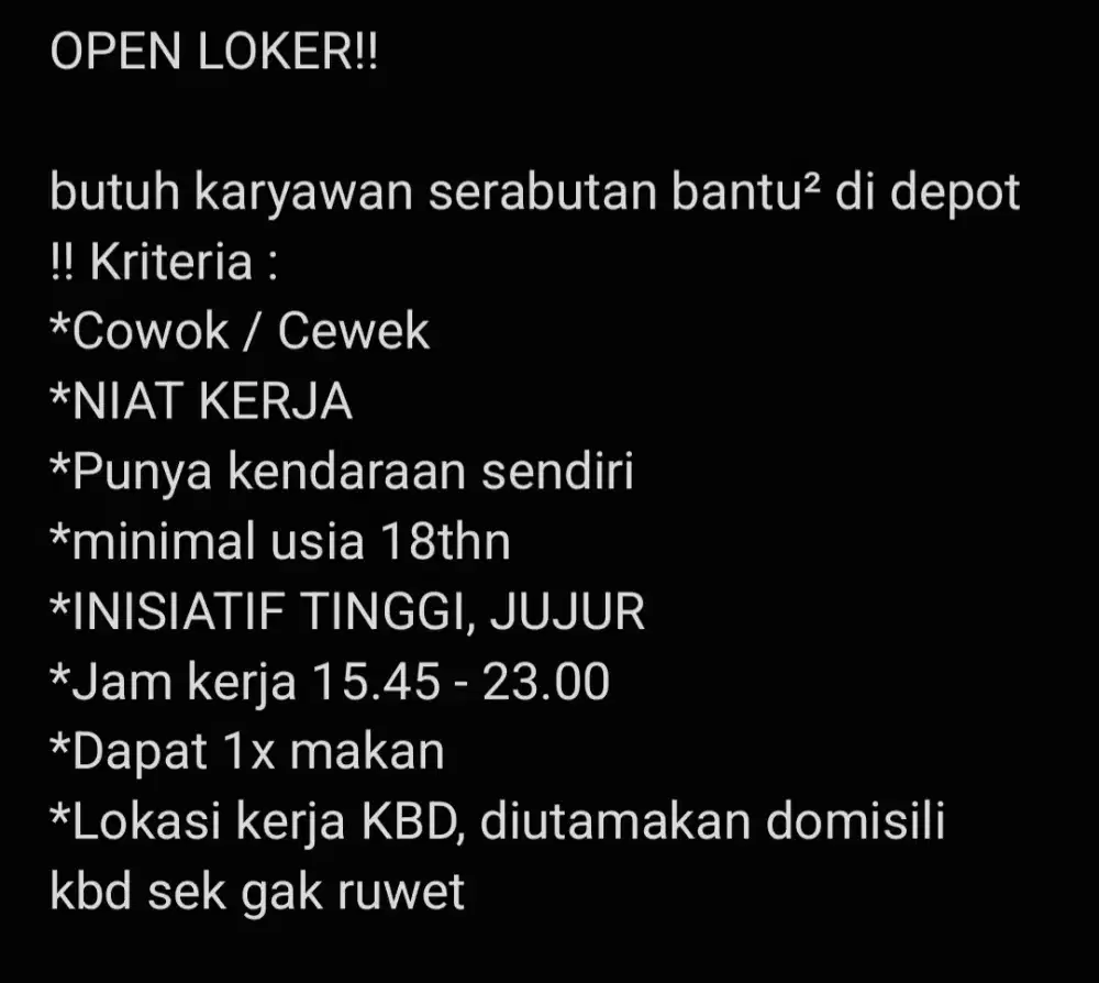 Lowongan kerja serabutan