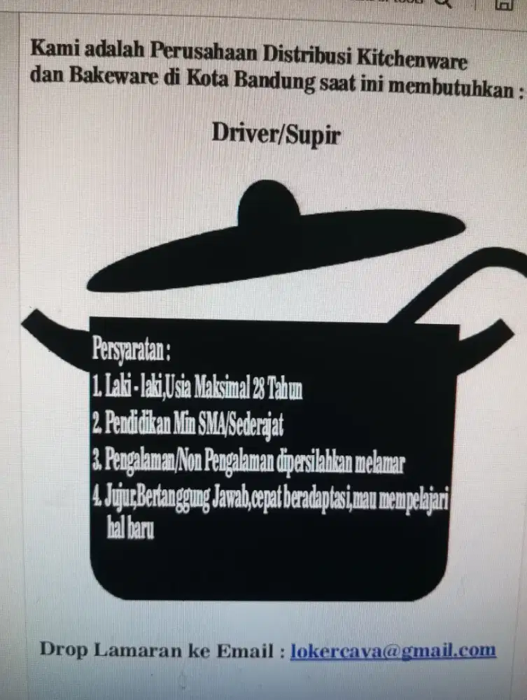Lowongan pekerjaan driver