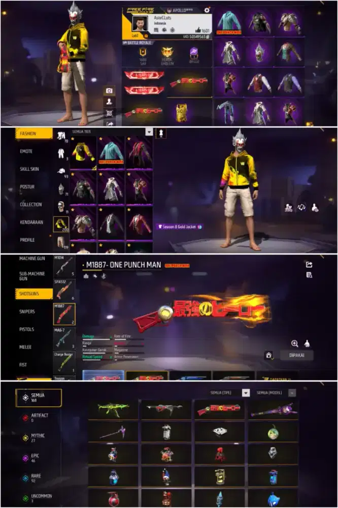 JUAL AKUN FF SPEK OPM GACORR ALL AMAN DAN TERPERCAYA