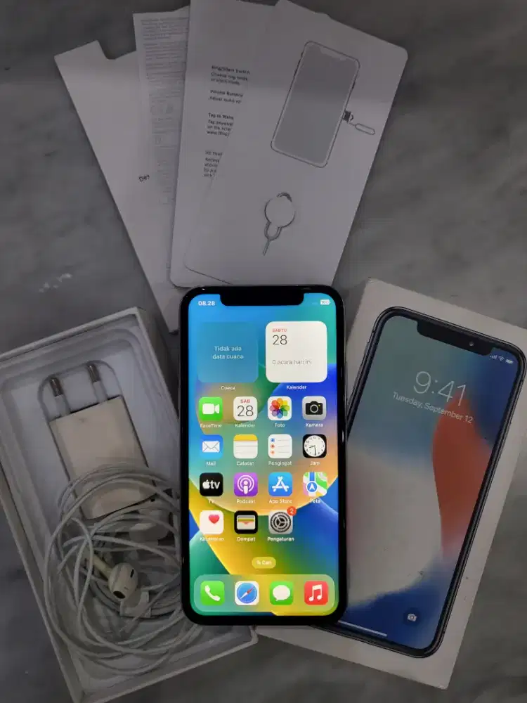 Hp Second Apple Iphone X 256gb Silver Inter LL Fullset Mulus 99% Aman