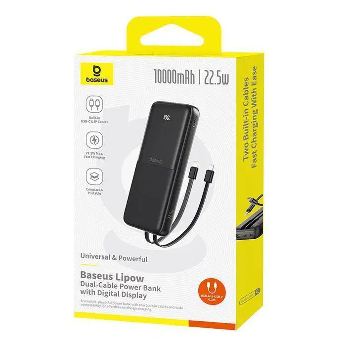 powerbank baseus lipow dual cable