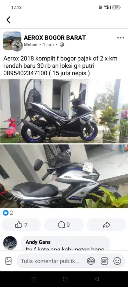 Aerox 2018 f kota komplit pajak mati 2 taun , km rendah lok citeuteup