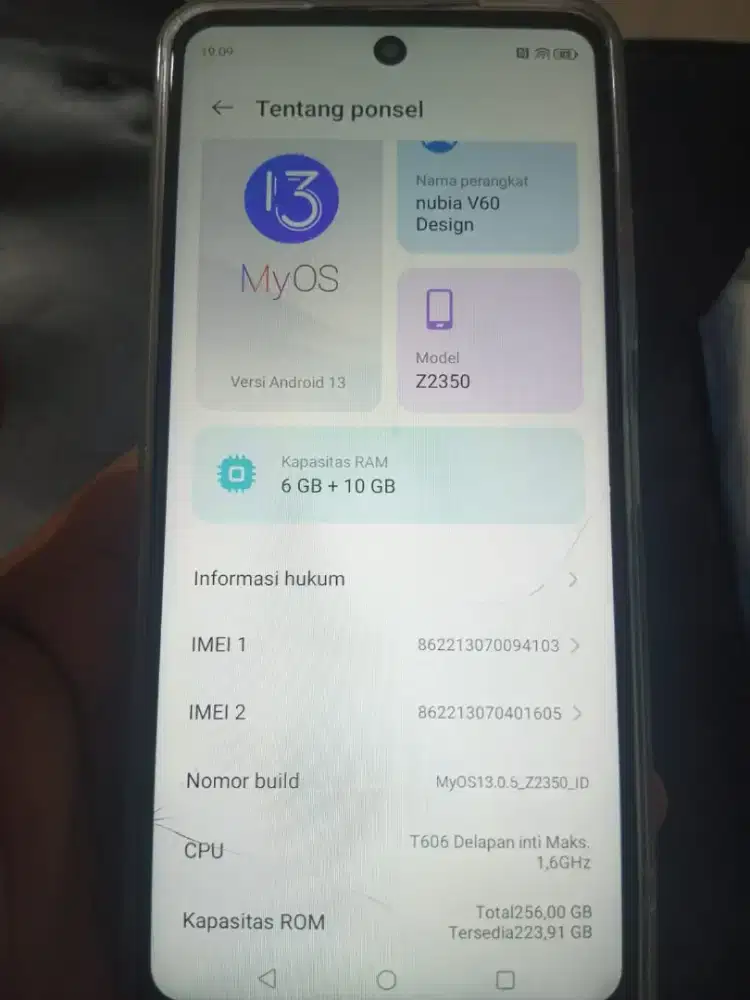 Zte V60 design ram 6/256 komplit minus