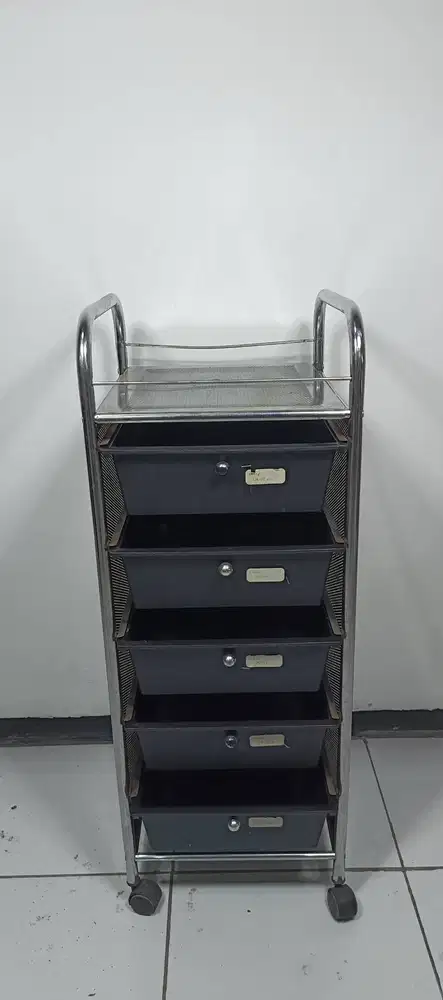Rak Troli besi 5 Drawer Stroller Stainless Steel
