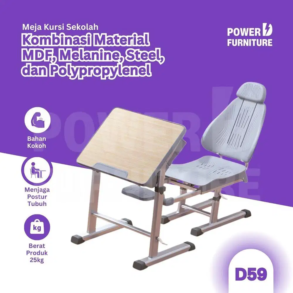 Meja Sekolah Reclined D59 - Kursi Siswa | Bangku Sekolah Reclined