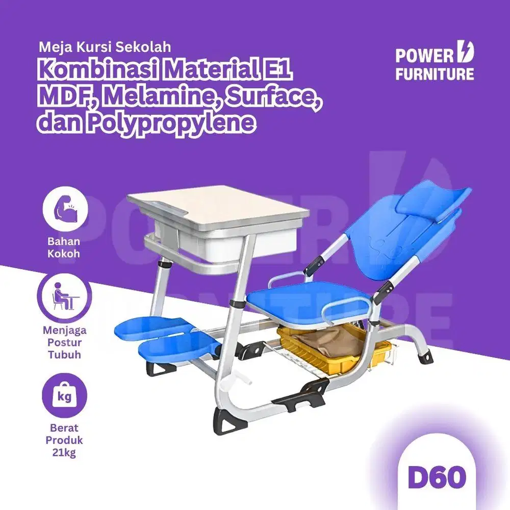 Meja Sekolah Reclined D60 - Bangku Sekolah Modern | Kursi Sekolah