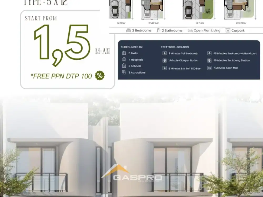 Giantara Rumah Hanya 7 menit ke AEON Mall BSD city dan toll