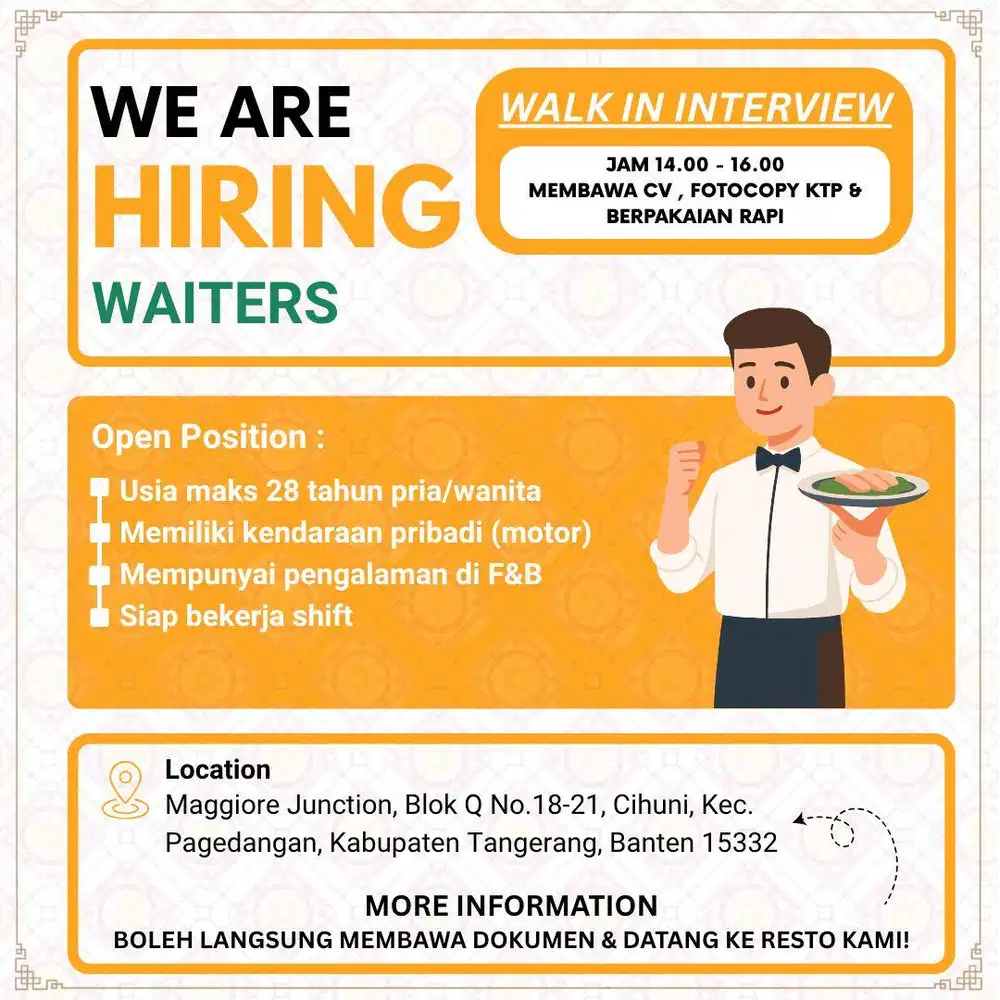 LOWONGAN KERJA F&B GADING SERPONG