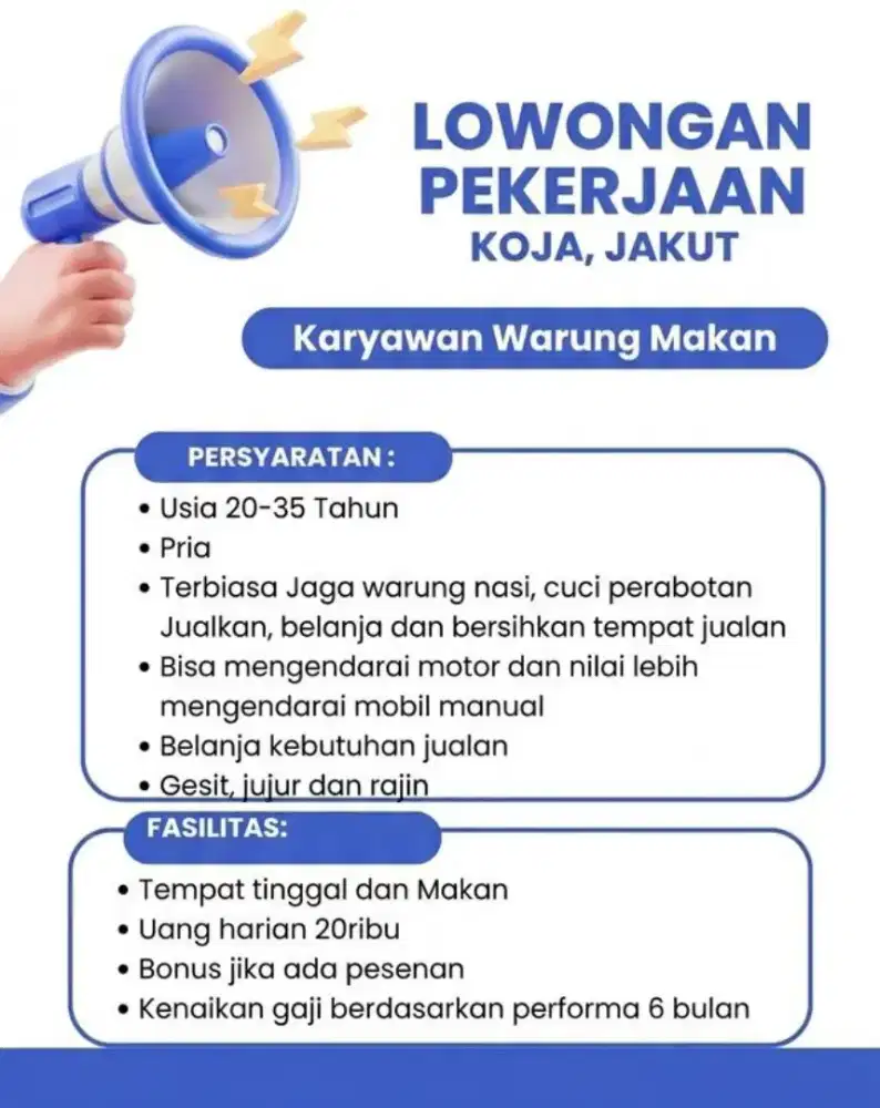 Karyawan warung makan (Segera)