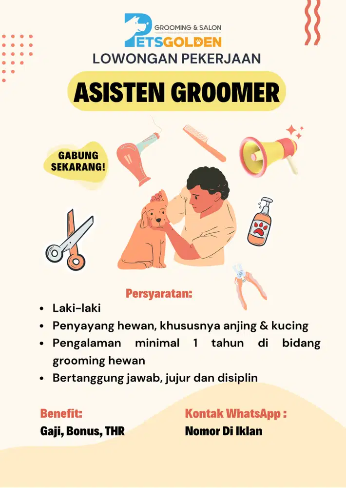 Loker Asisten Groomer Home Service Anjing dan Kucing