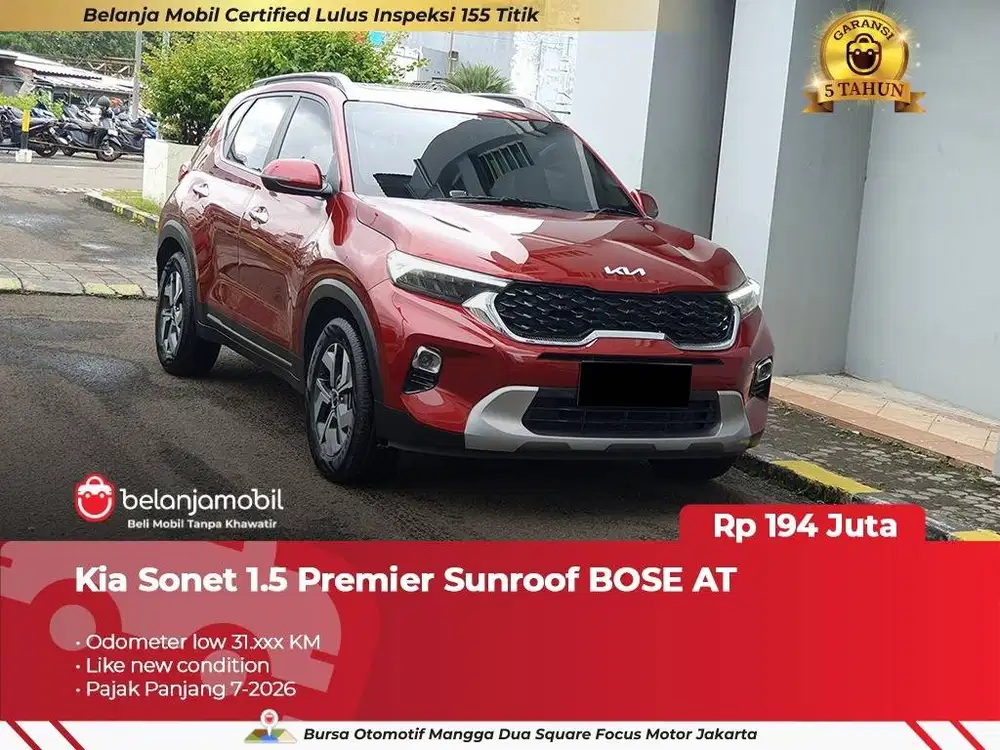 [ GARANSI 5TH ] Kia Sonet 1.5 Premier Sunroof BOSE AT 2022/2023