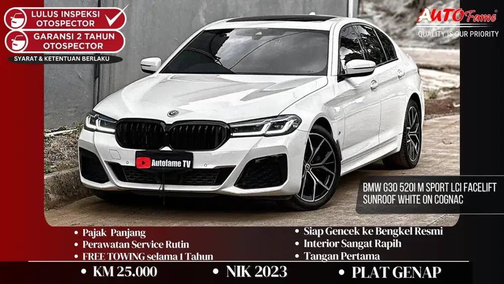 BMW G30 520i M Sport LCI FACELIFT Sunroof White On Cognac NIK 2023 Akh