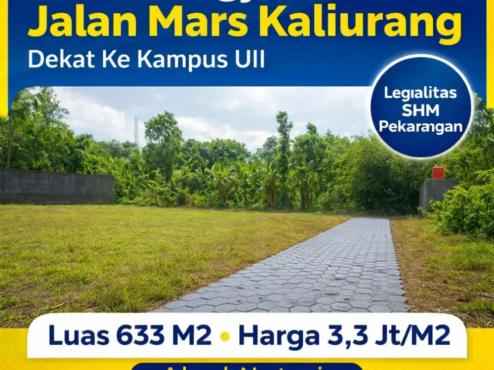 Tanah Jogja Kost Area Kampus UII Kaliurang SHM Pekarangan