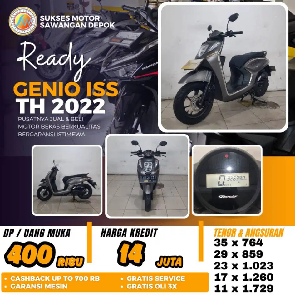 GENIO ISS TH 2022 UNIT MULUS BERGARANSI BISA KREDIT DI SUKSES MOTOR