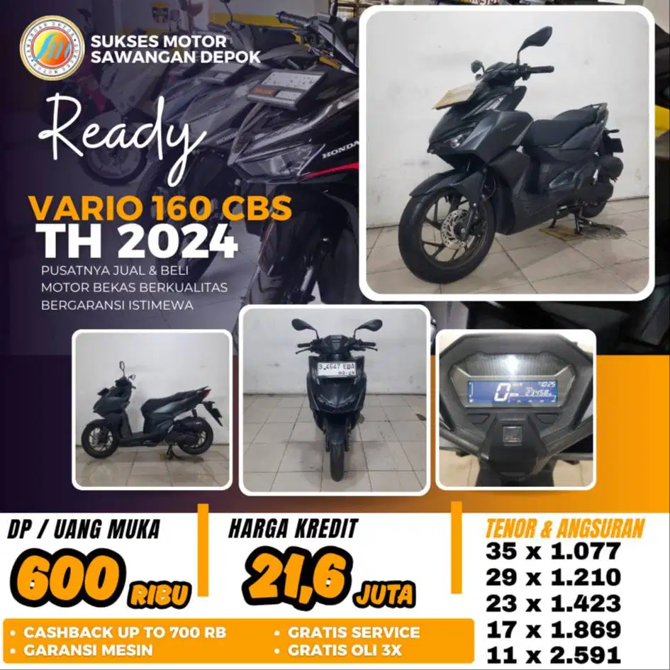 VARIO 160 CBS TH 2024 UNIT MULUS BERGARANSI BISA KREDIT DI SUKSES MOTO
