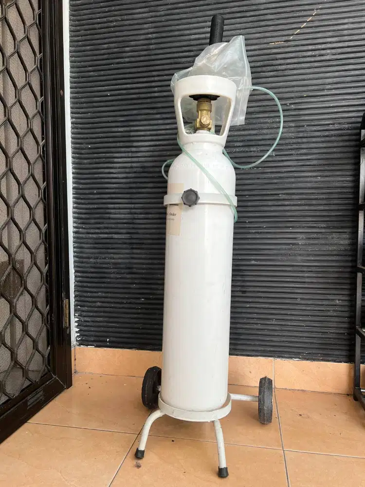 Jual Tabung Oksigen 1m3 Portable + regulator + troli/roda.