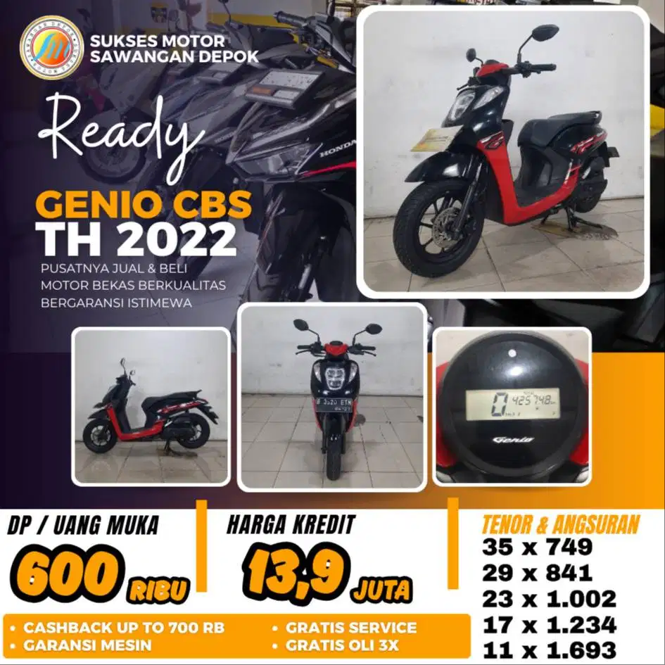 GENIO CBS TH 2022 UNIT MULUS BERGARANSI BISA CASH KREDIT SUKSES MOTOR