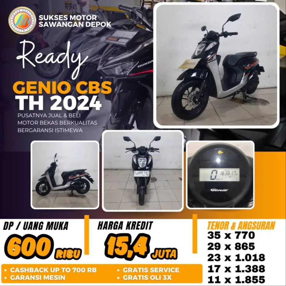 GENIO CBS 2024 UNIT MULUS BISA KREDIT DP 600 RIBU DI SUKSES MOTOR