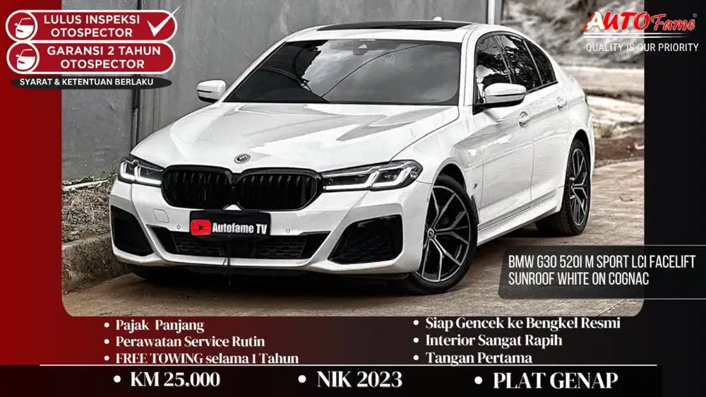 BMW G30 520i M Sport LCI FACELIFT Sunroof White On Cognac NIK 2023 Akh