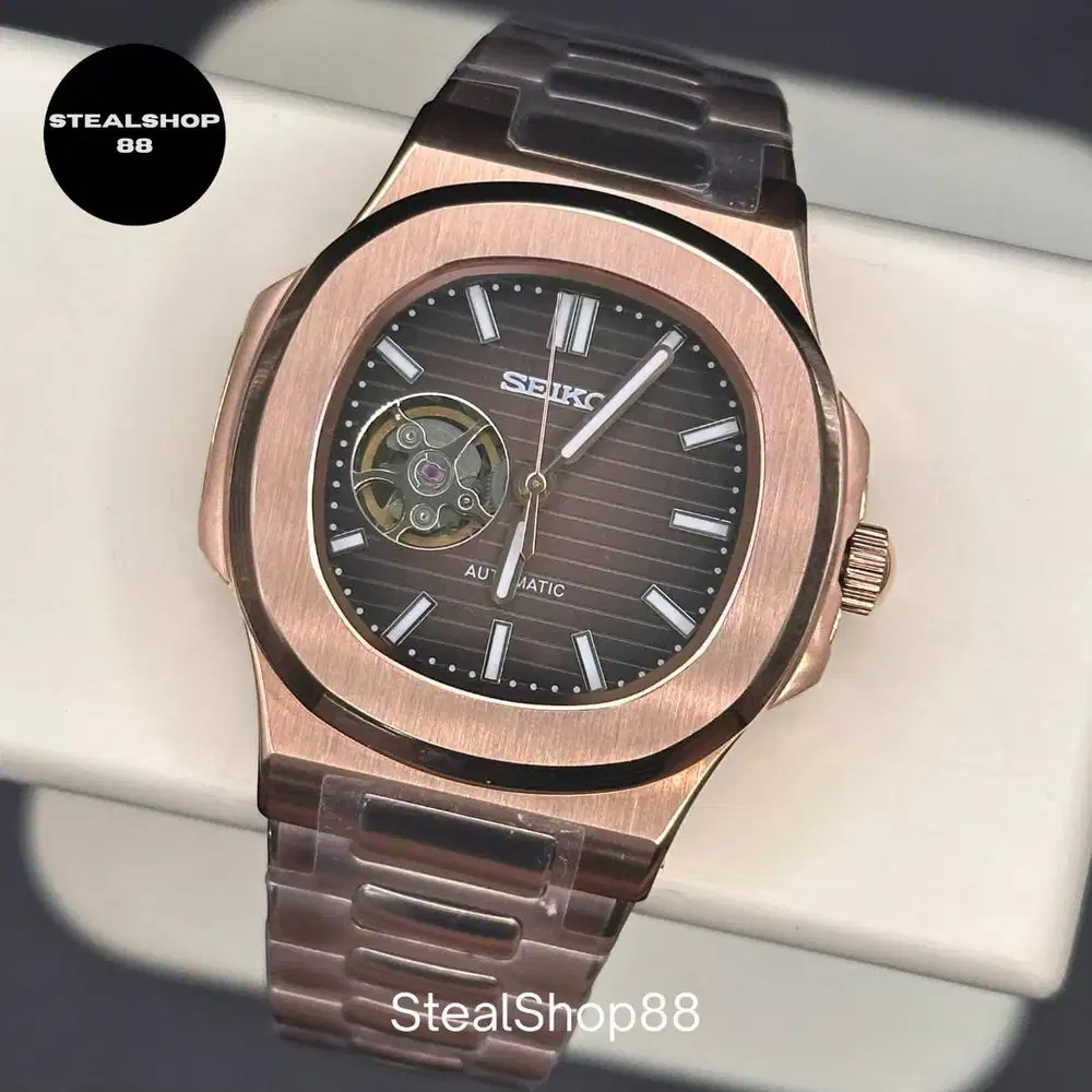Seiko Nautilus Rosegold Choco NH38 Open Heart Automatic