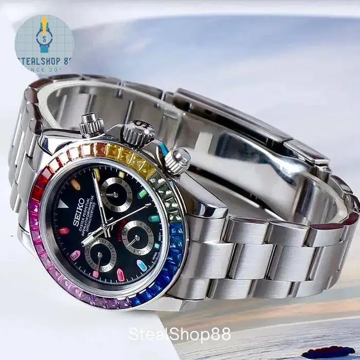Seiko Mod Daytona GemStone Sapphire Bezel HOMME VK63